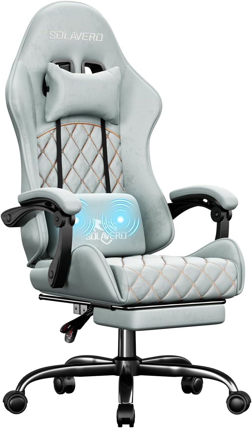 HLDIRECT Gaming Chair, Ergonomic Fabric Gamer Chair, Video Game Chair with Footrest and Massage Lumbar Cushion, Computer Office Chair