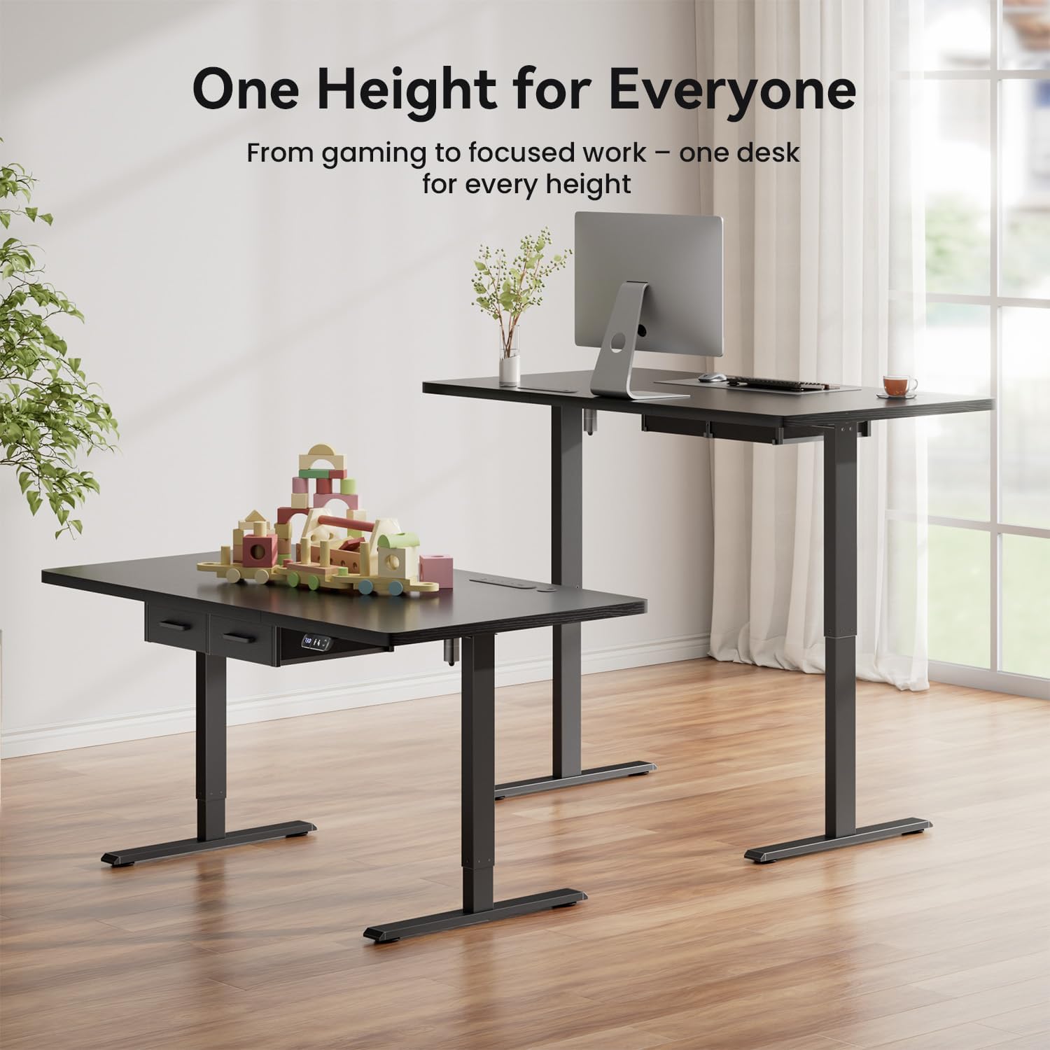 47×31.5 inches Electric Standing Desk with Drawers & Storage, Height Adjustable Desk with Power Outlets & USB Ports, Stand Up Desk, Sit Stand Desk for Home, Office