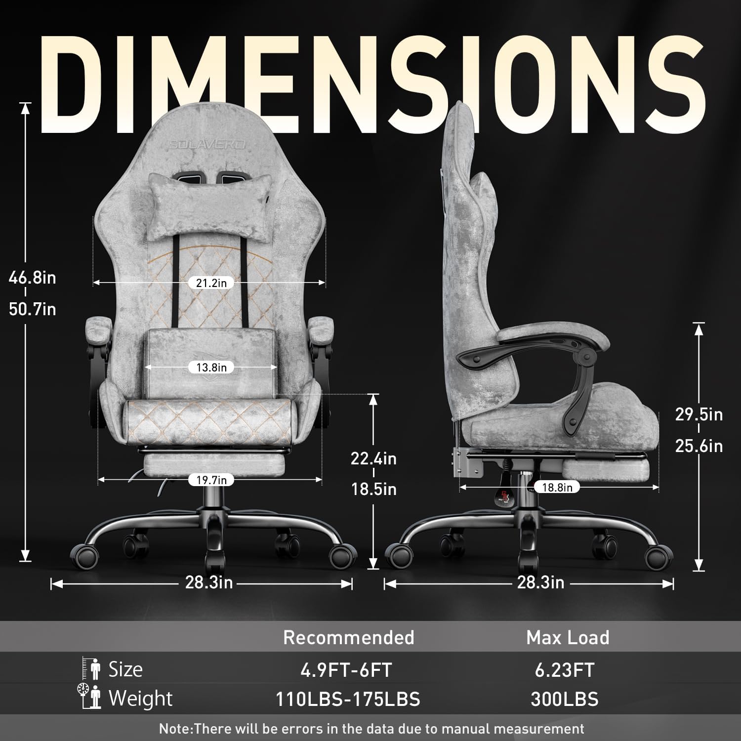HLDIRECT Gaming Chair, Ergonomic Fabric Gamer Chair, Video Game Chair with Footrest and Massage Lumbar Cushion, Computer Office Chair