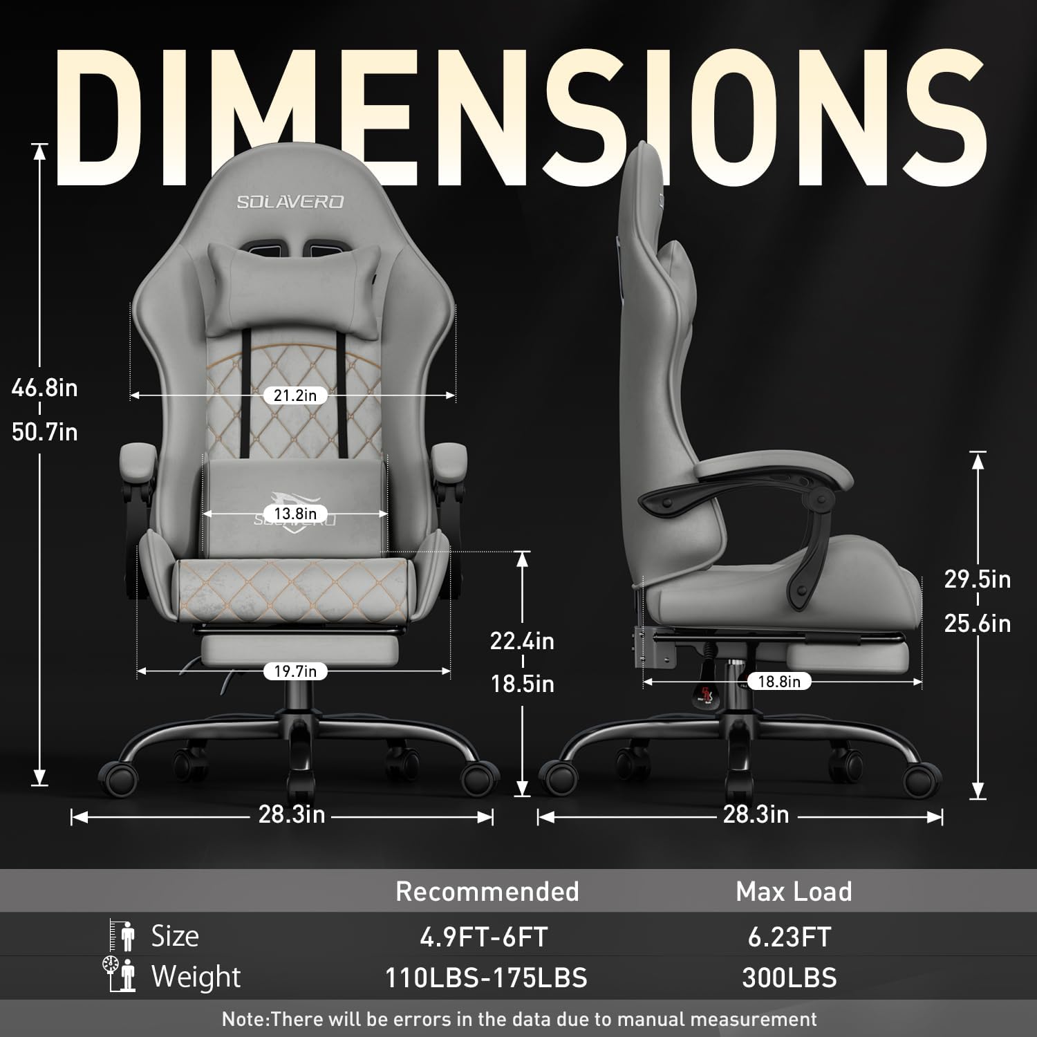 HLDIRECT Gaming Chair, Ergonomic Fabric Gamer Chair, Video Game Chair with Footrest and Massage Lumbar Cushion, Computer Office Chair
