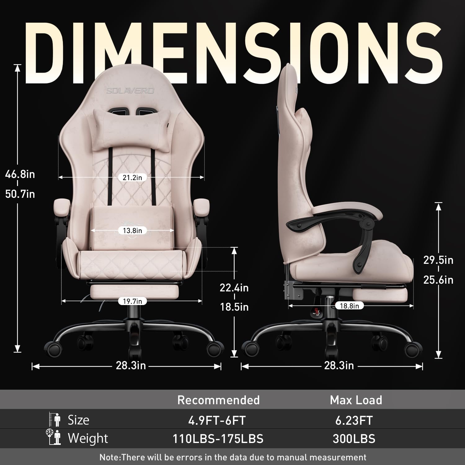 HLDIRECT Gaming Chair, Ergonomic Fabric Gamer Chair, Video Game Chair with Footrest and Massage Lumbar Cushion, Computer Office Chair
