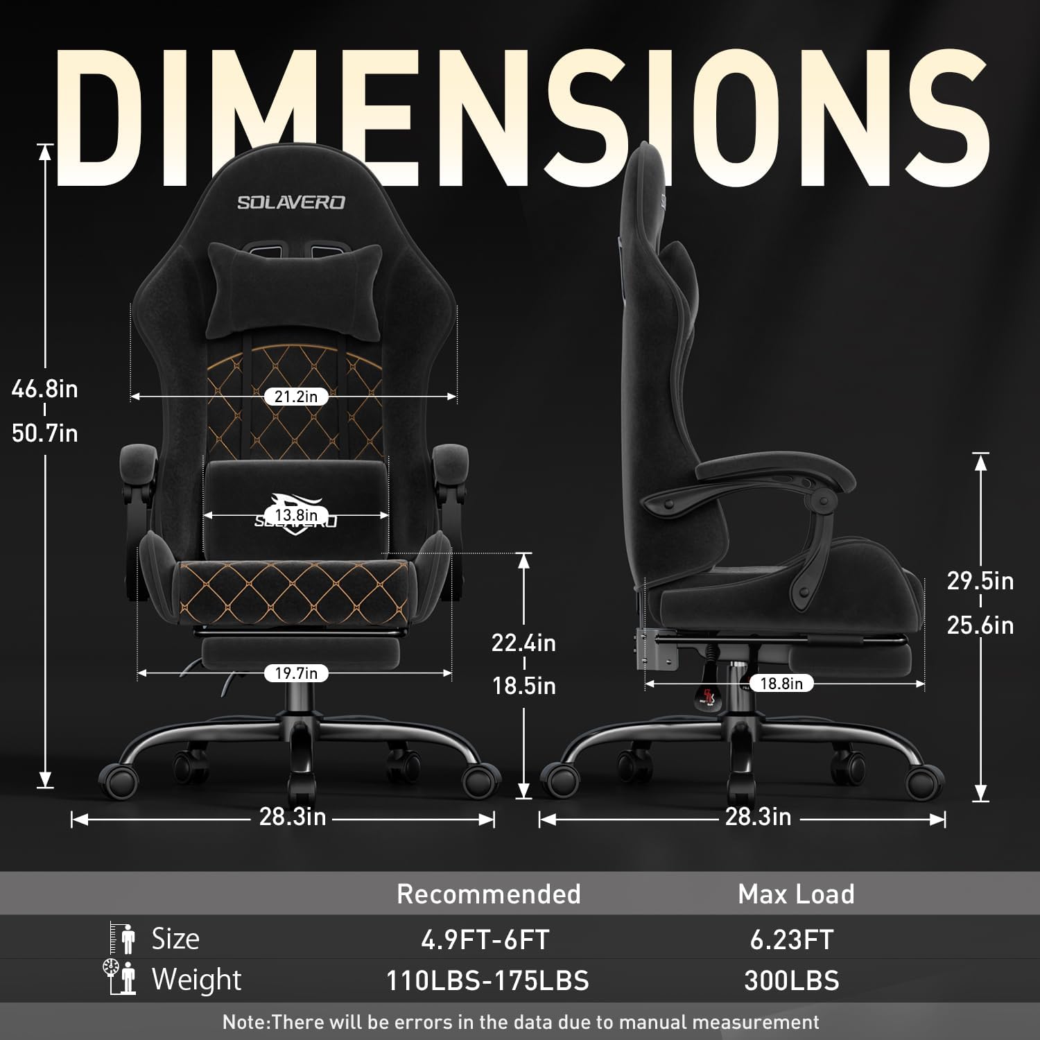 HLDIRECT Gaming Chair, Ergonomic Fabric Gamer Chair, Video Game Chair with Footrest and Massage Lumbar Cushion, Computer Office Chair