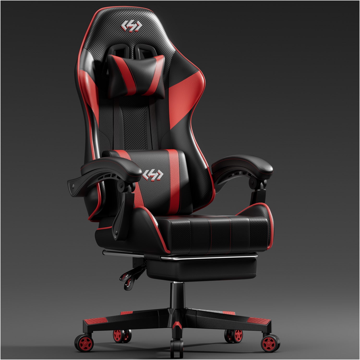 HLDIRECT Gaming Chair with Pocket Spring Cushion, Video Game Chair, Ergonomic Computer Chair for Adults, Black & Red