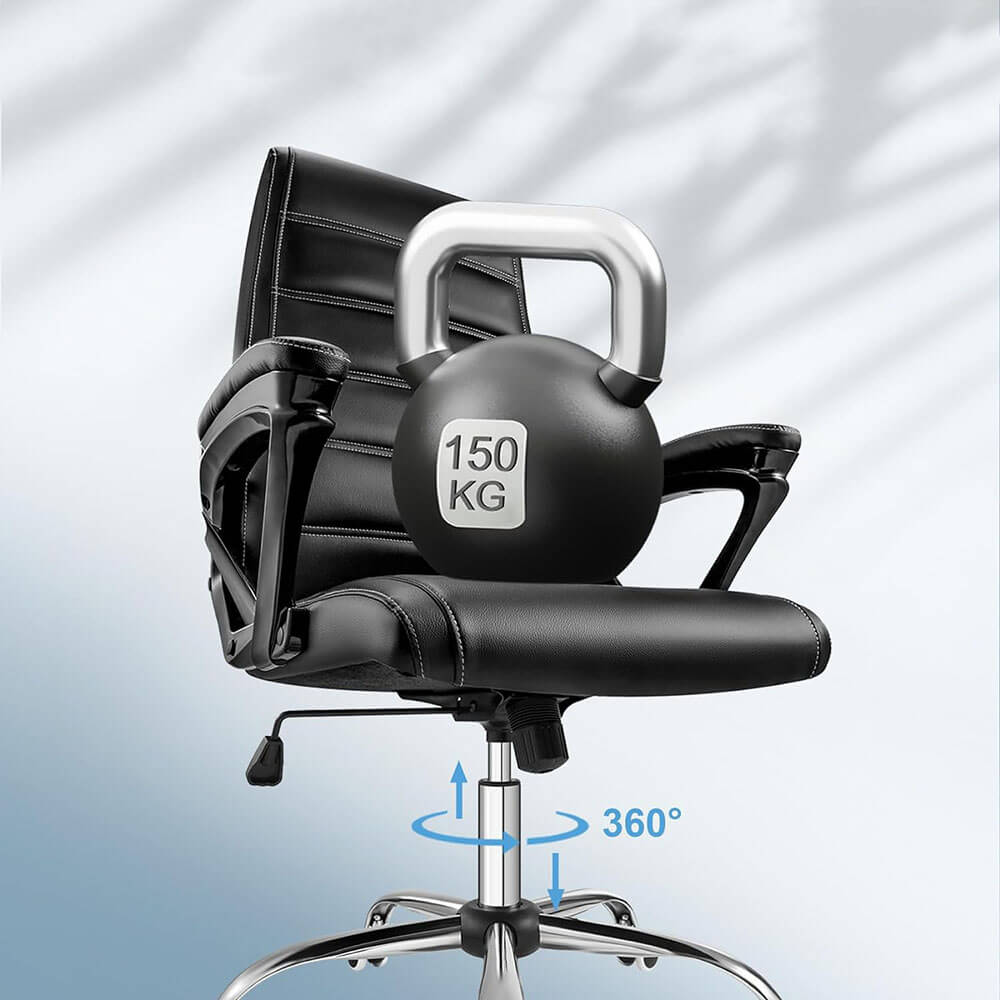 HLDIRECT Adjustable Height with Swivel Wheels, Swivel PU Leather Office Chair