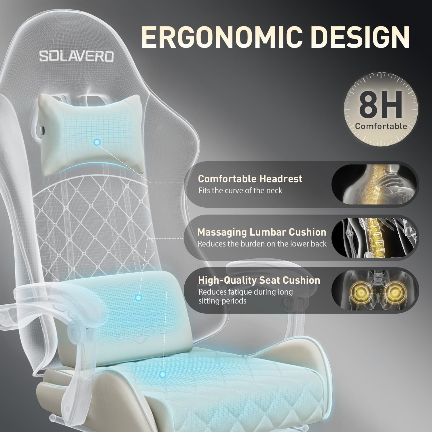 HLDIRECT Gaming Chair, Ergonomic Fabric Gamer Chair, Video Game Chair with Footrest and Massage Lumbar Cushion, Computer Office Chair