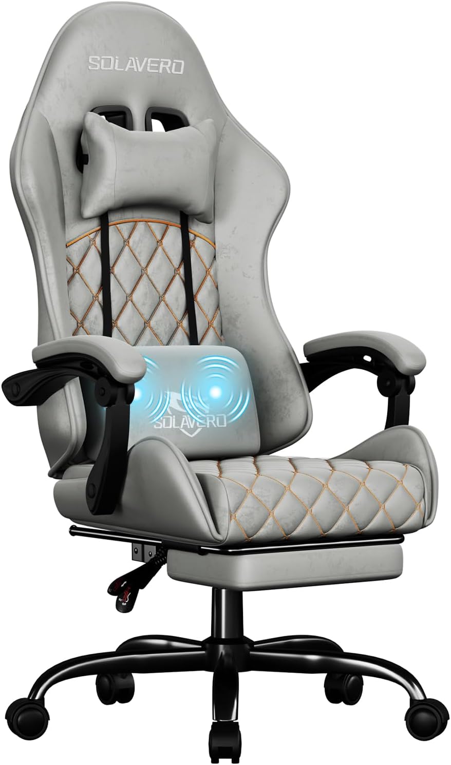 HLDIRECT Gaming Chair, Ergonomic Fabric Gamer Chair, Video Game Chair with Footrest and Massage Lumbar Cushion, Computer Office Chair