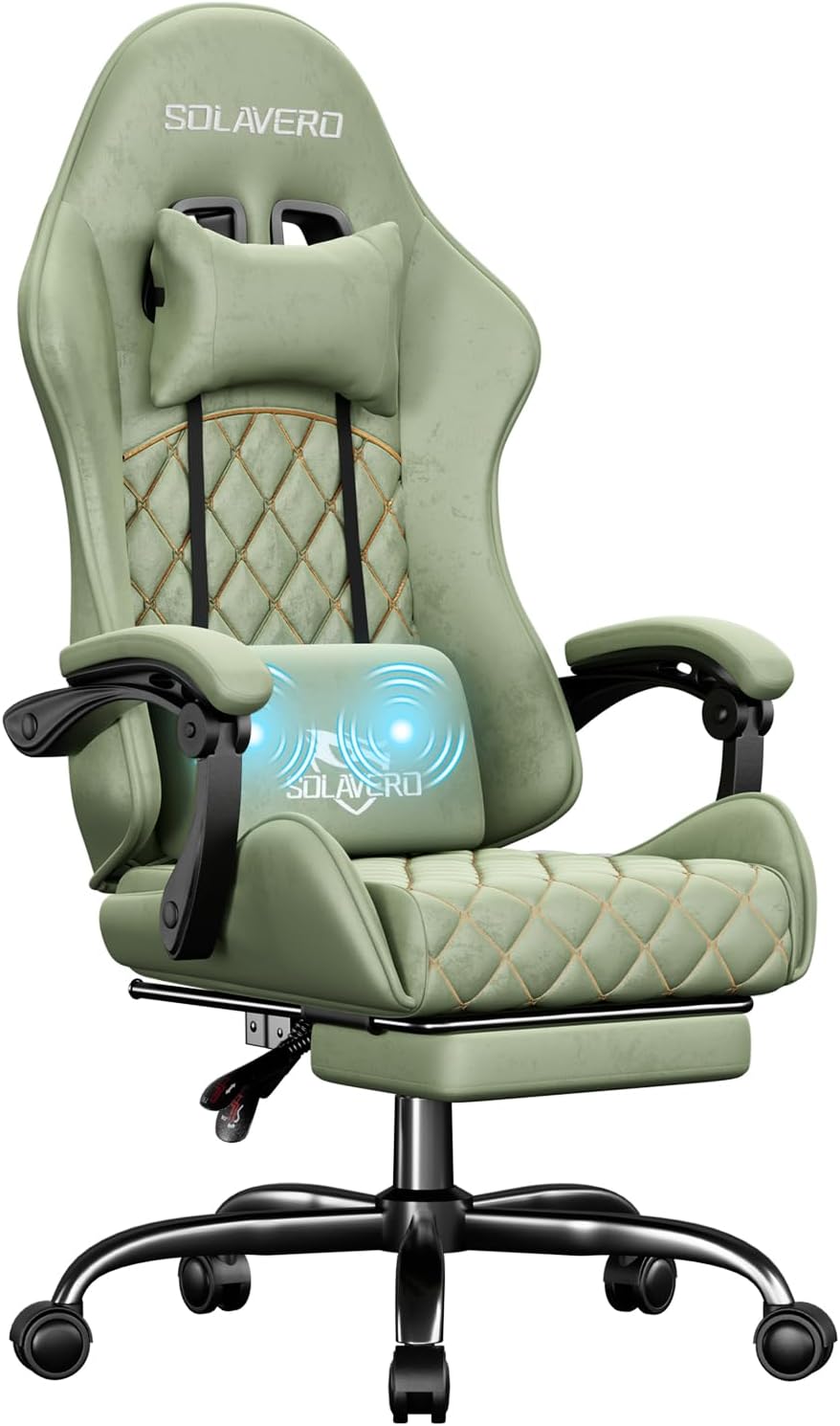 HLDIRECT Gaming Chair, Ergonomic Fabric Gamer Chair, Video Game Chair with Footrest and Massage Lumbar Cushion, Computer Office Chair