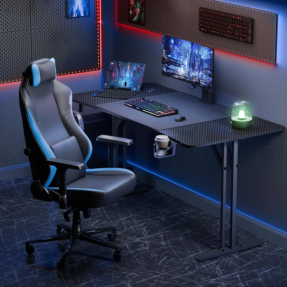 HLDIRECT Gaming Desk 140 × 70 cm, Home Office Gamer Desk, Computer Table