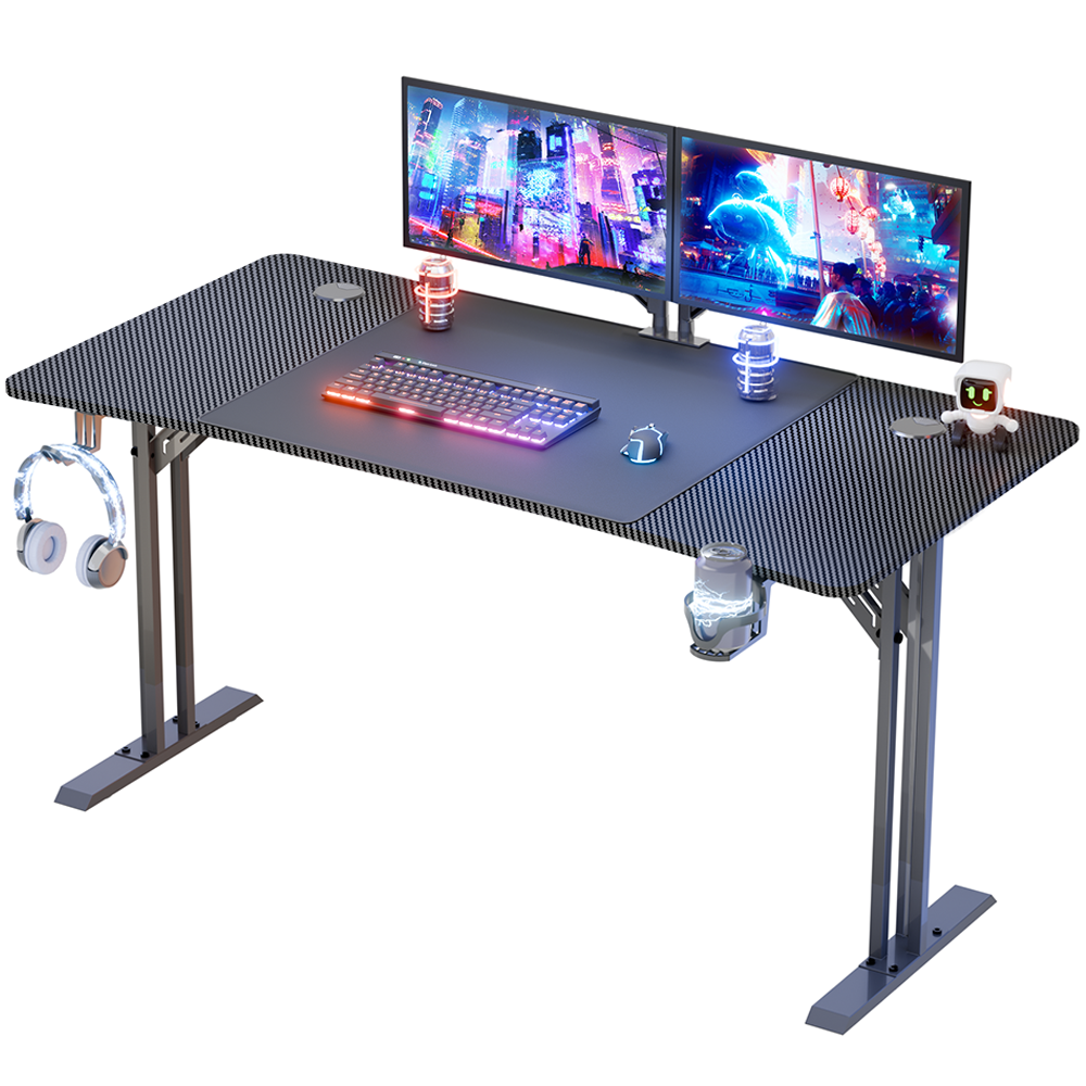 HLDIRECT Gaming Desk 160 × 70 cm Gamer Desk Computer Table Ergonomic Office Black