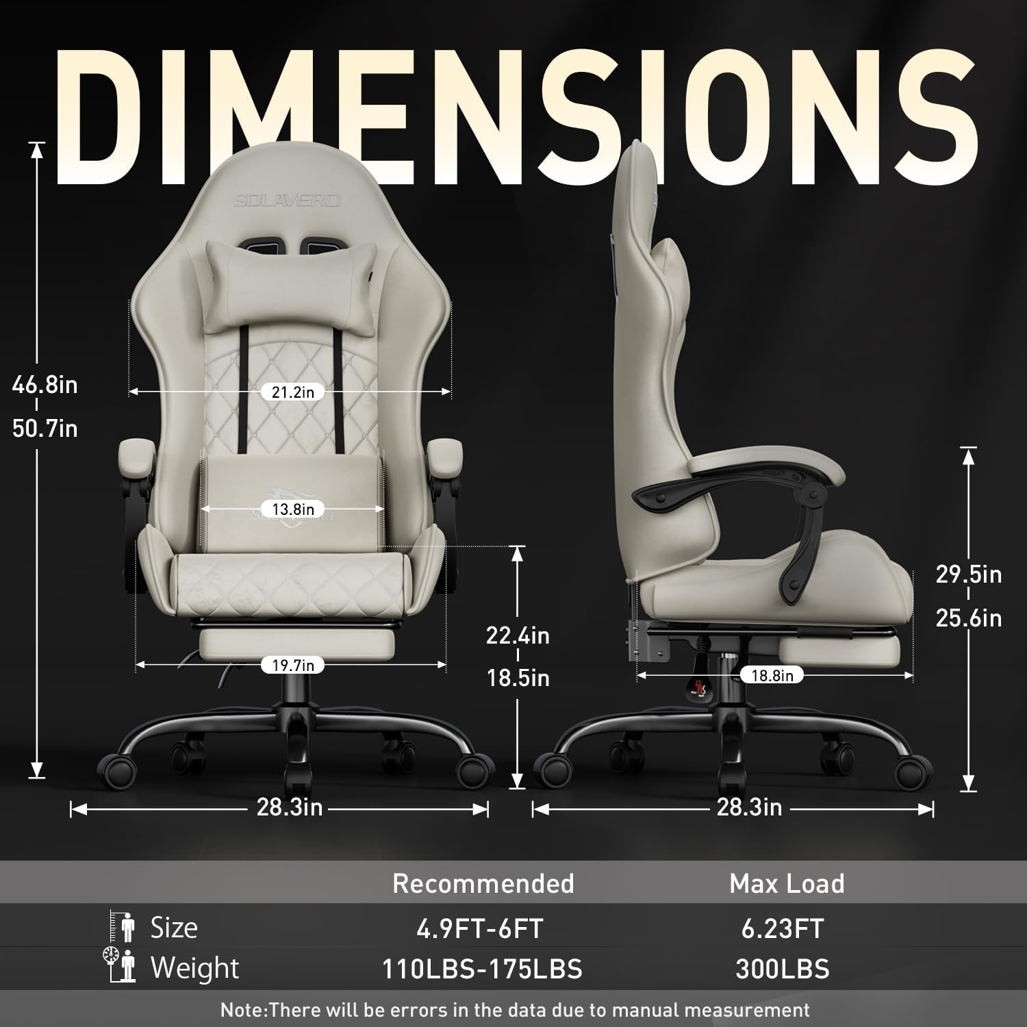 HLDIRECT Gaming Chair, Ergonomic Fabric Gamer Chair, Video Game Chair with Footrest and Massage Lumbar Cushion, Computer Office Chair