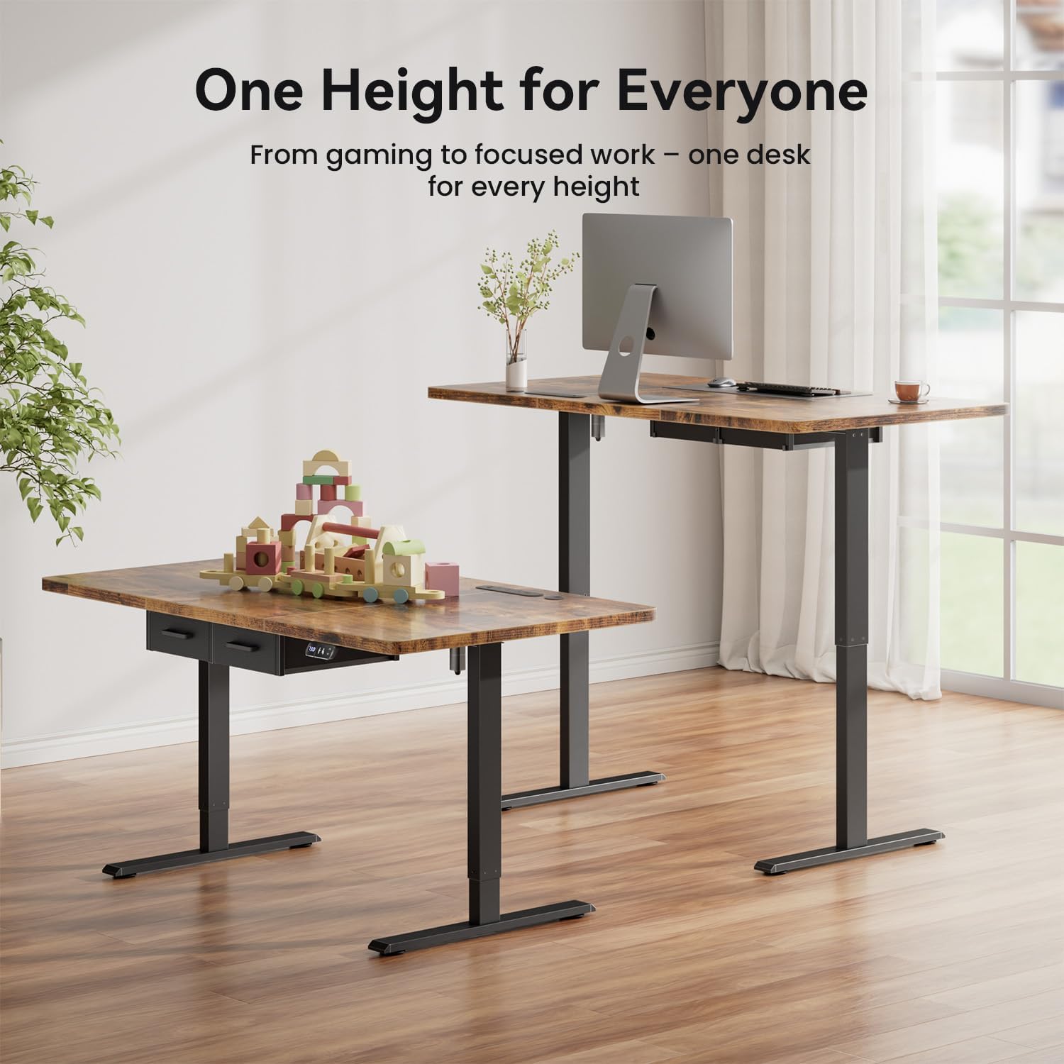 63×31.5 inches Electric Standing Desk with Drawers & Storage,  Height Adjustable Desk with Power Outlets & USB Ports, Stand Up Desk, Sit Stand Desk for Home, Office