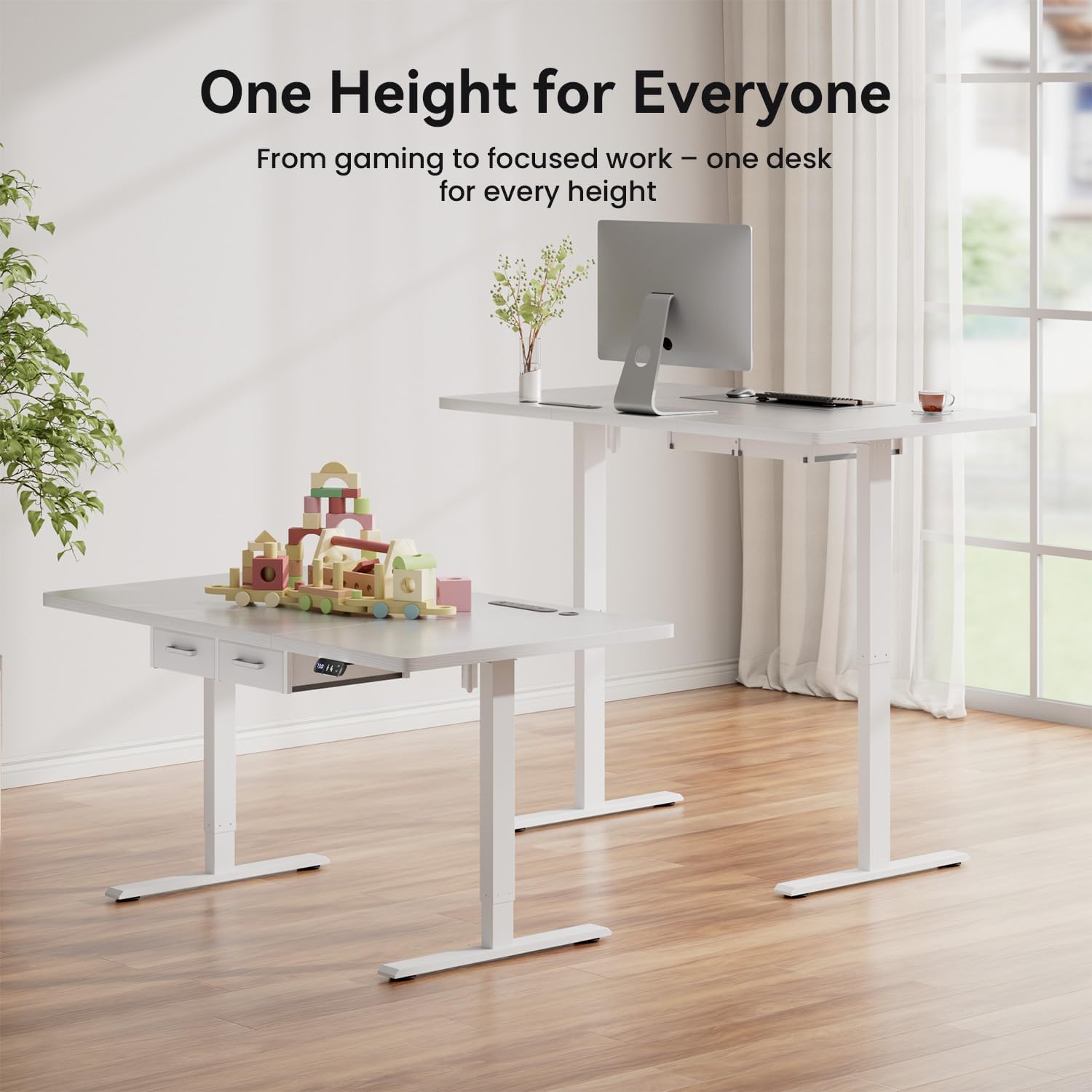 79×31.5 inches Electric Standing Desk with Drawers & Storage,  Height Adjustable Desk with Power Outlets & USB Ports, Stand Up Desk, Sit Stand Desk for Home, Office