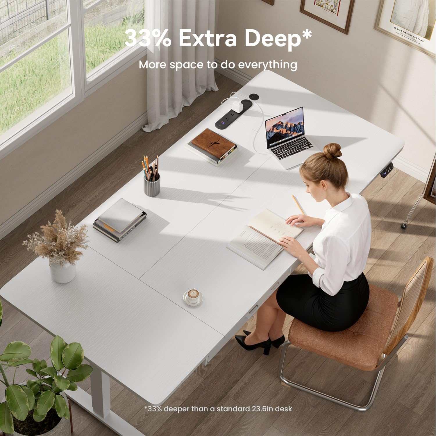 79×31.5 inches Electric Standing Desk with Drawers & Storage,  Height Adjustable Desk with Power Outlets & USB Ports, Stand Up Desk, Sit Stand Desk for Home, Office