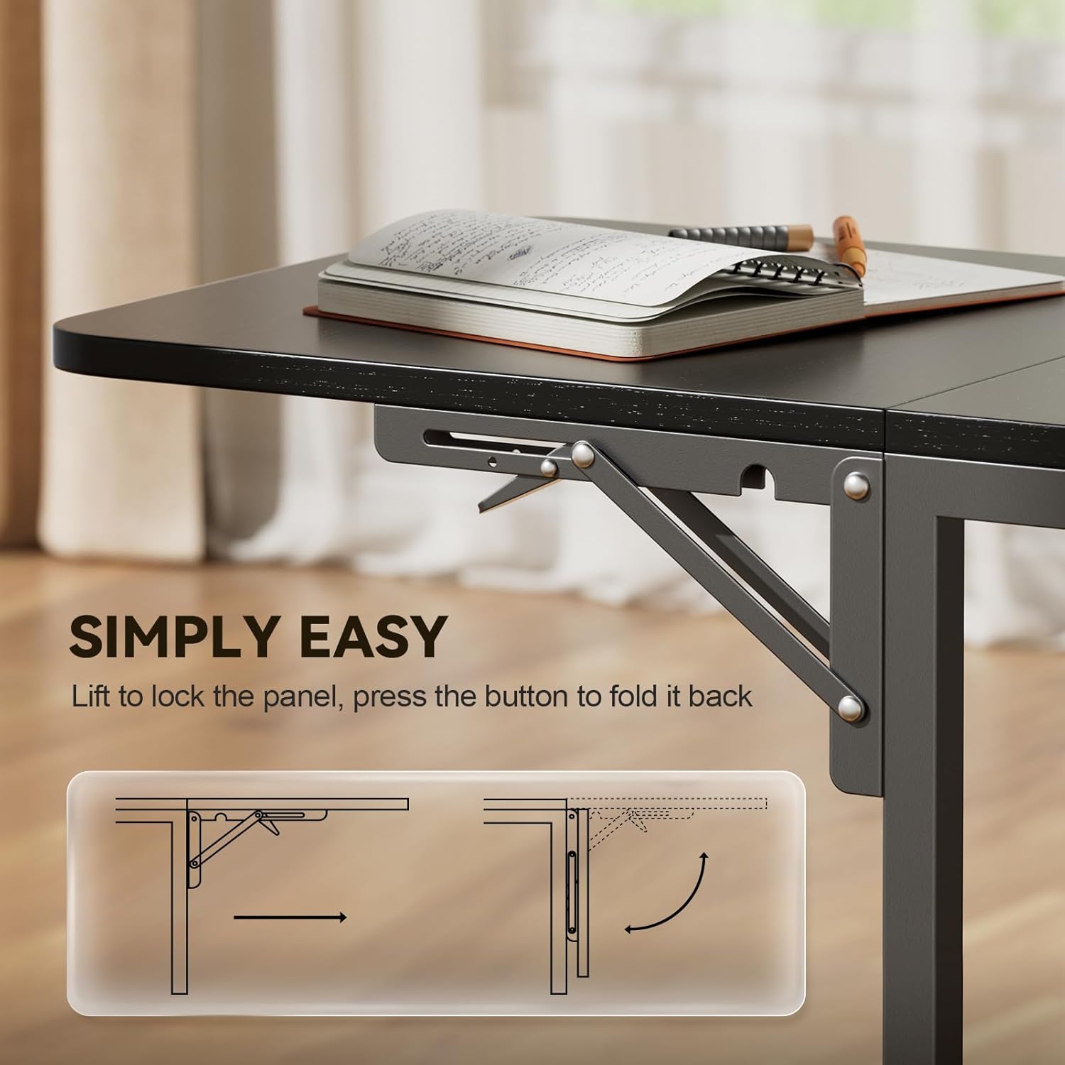 HLDIRECT 55 inch Gaming Desk with Power Outlets & LED Lights, Computer Desk with 3 drawers & Storage Shelves, Gaming Table with Monitor Stand and Foldable Tabletop