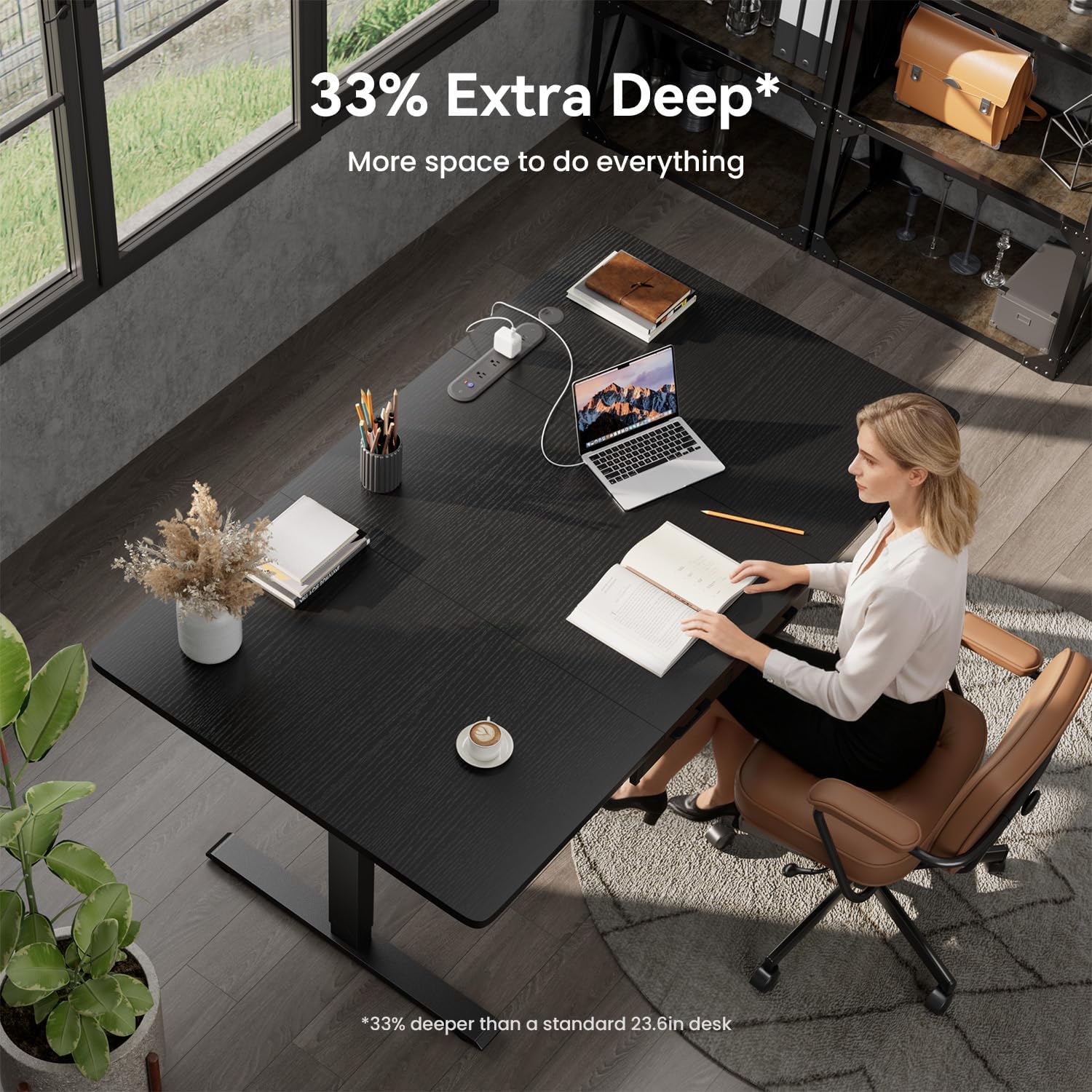 63×31.5 inches Electric Standing Desk with Drawers & Storage,  Height Adjustable Desk with Power Outlets & USB Ports, Stand Up Desk, Sit Stand Desk for Home, Office