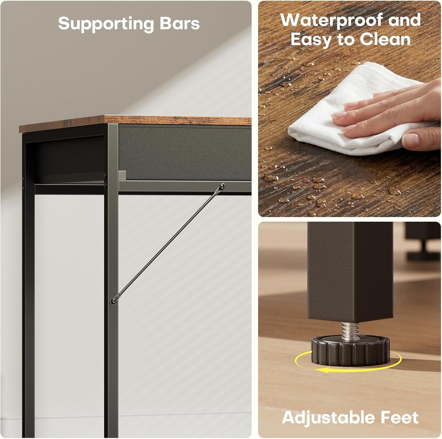 HLDIRECT 47 inch Computer Desk with 6 Drawers, Reversible Home Office Desk with Storage, Office Desk for Home Office, Writing, Study, Work, Living Room