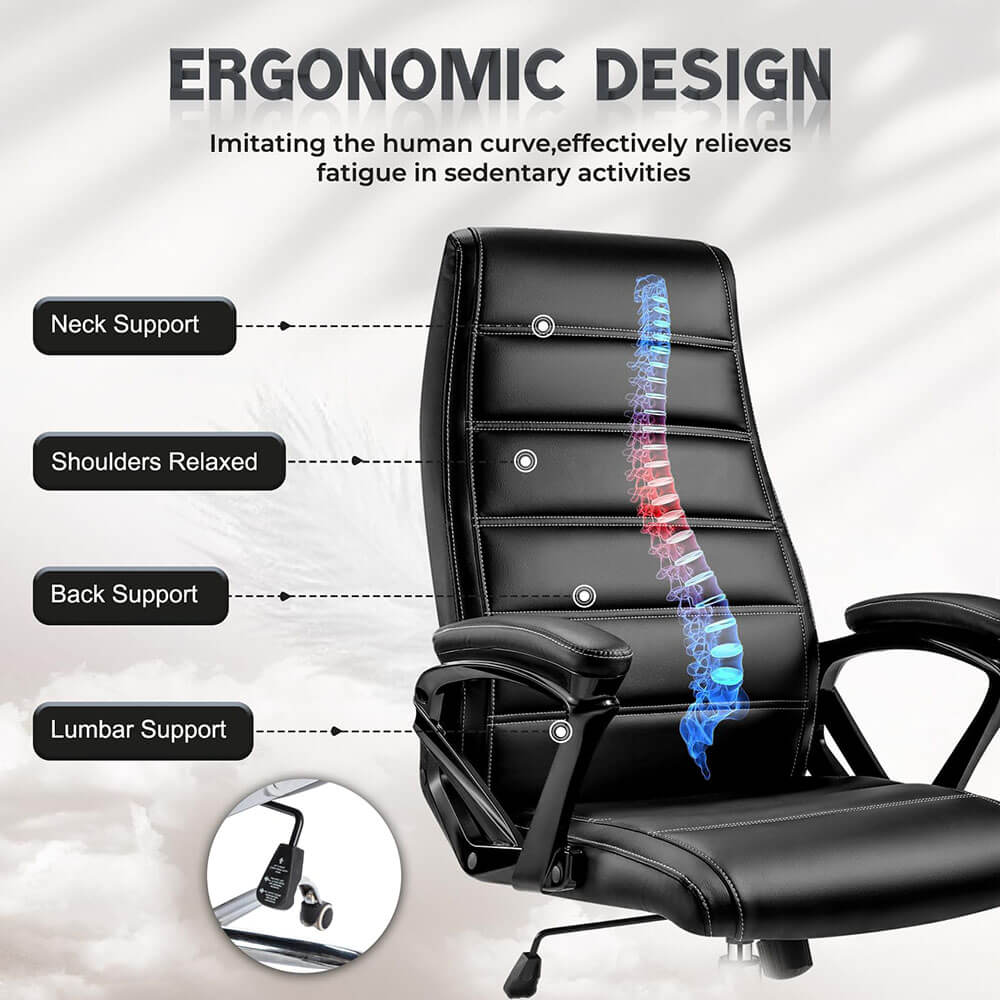 HLDIRECT Adjustable Height with Swivel Wheels, Swivel PU Leather Office Chair
