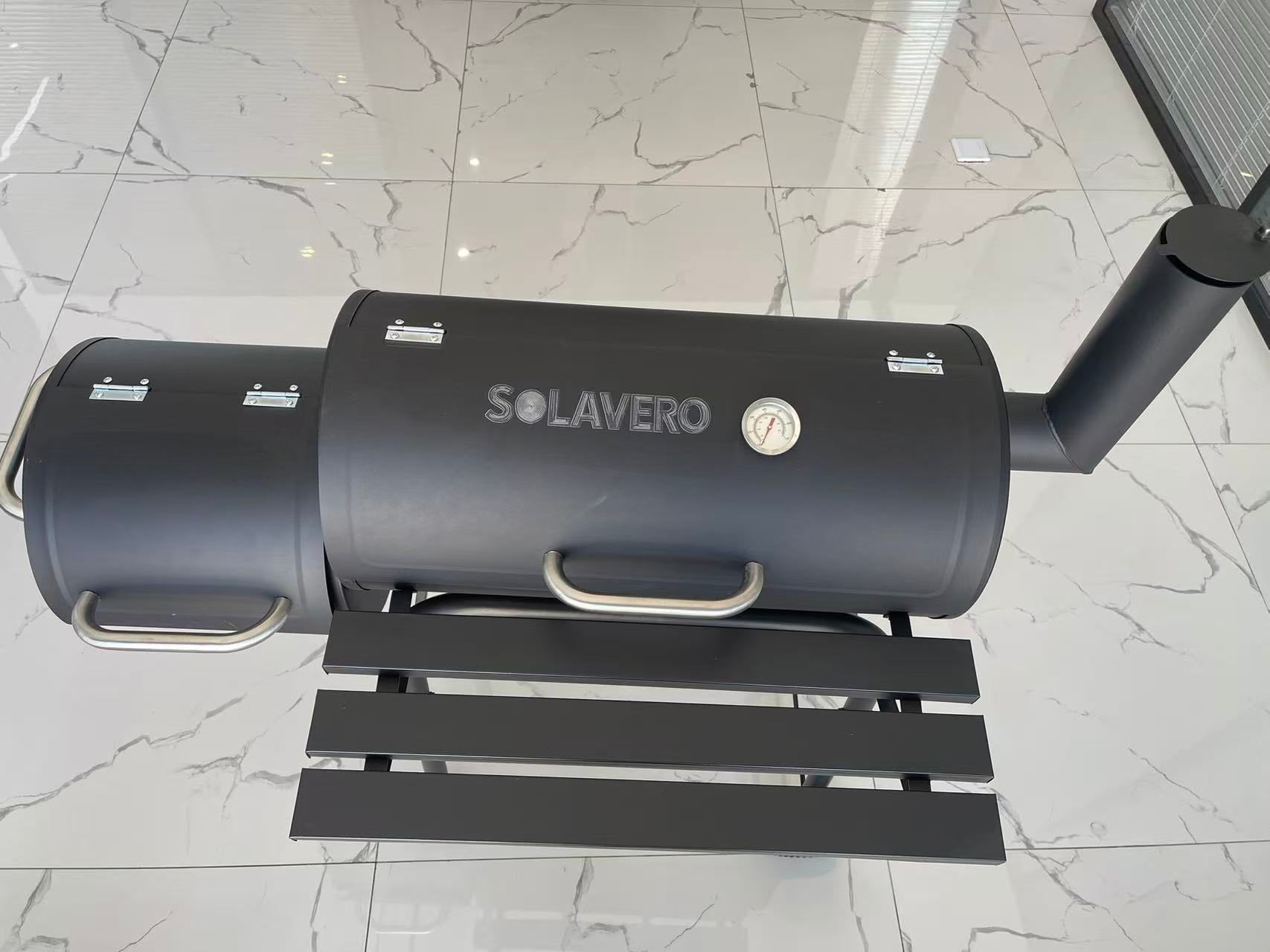 SOLAVERO Outdoor Vertical Offset Charcoal Smoker Grill with Thermometer, Multi - Layer Cooking, Detachable Design for Outdoor Furniture